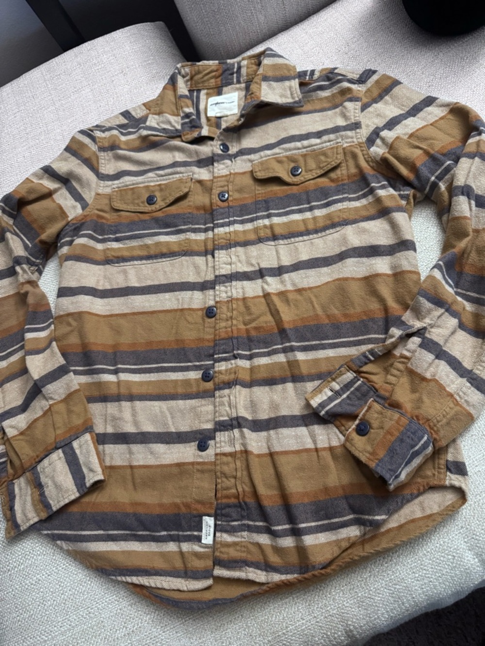 American Eagle Outfitters Plaid Shirt in Brown and Cream